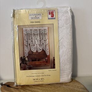 Lace Fan Swag Curtain Carmen White-1 Pair-58" X 36" NIP Interiors by Design